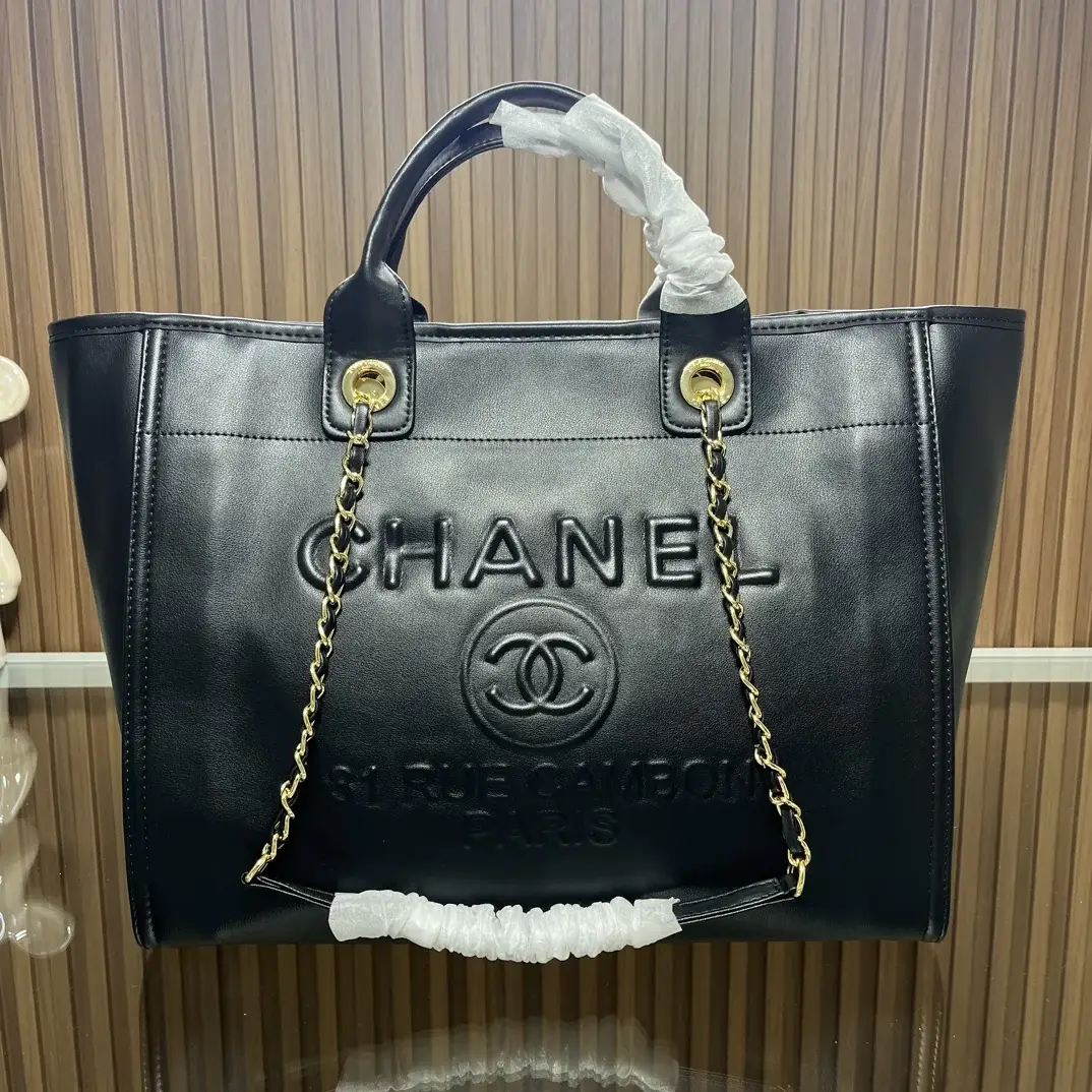CC leather tote bag black/white size: 36.5/32/15 cm - image 5