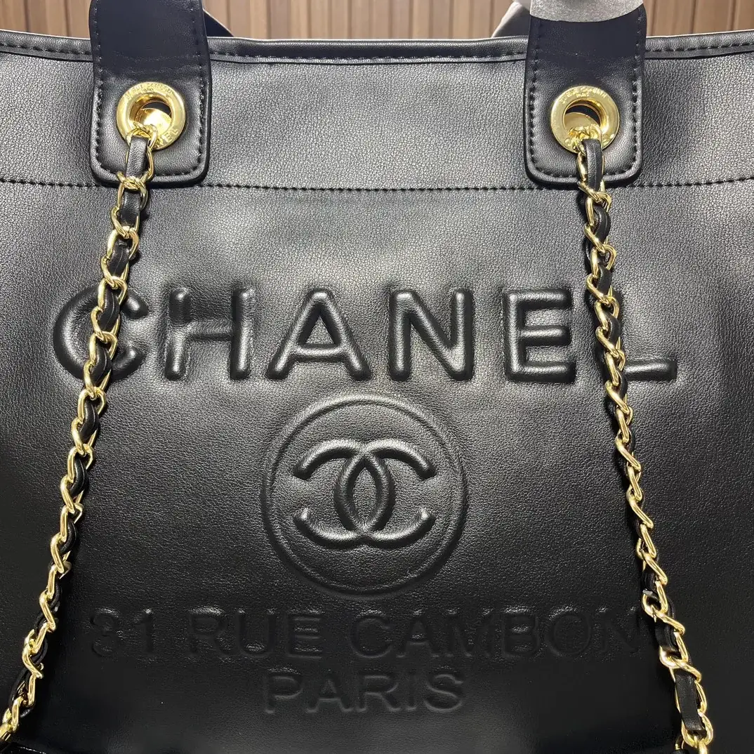 CC leather tote bag black/white size: 36.5/32/15 cm - image 8
