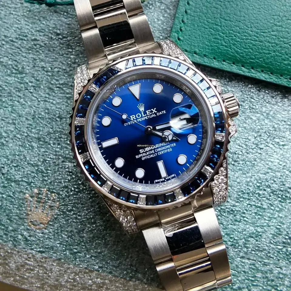 Rlx Submariner Date 116659 SABR 18K White Gold Diamonds Sapphires UNWORN - image 12