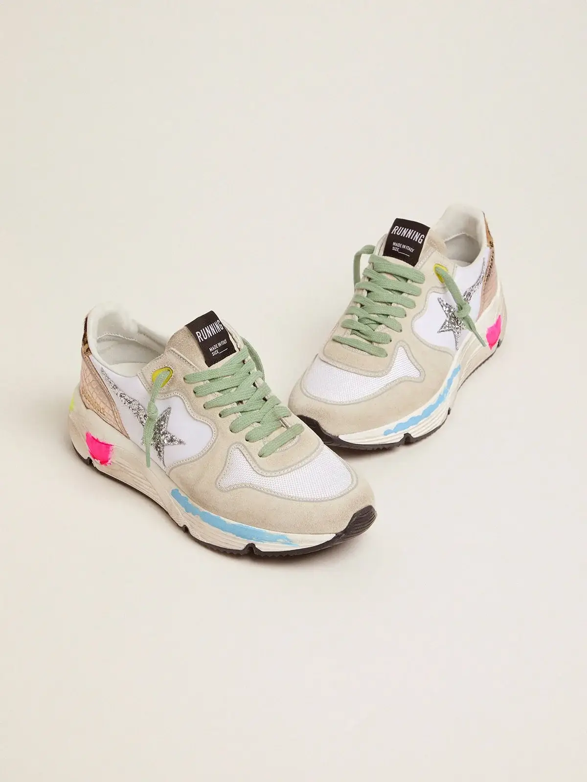 Running Sole sneakers in suede with glitter leopard print - View 4