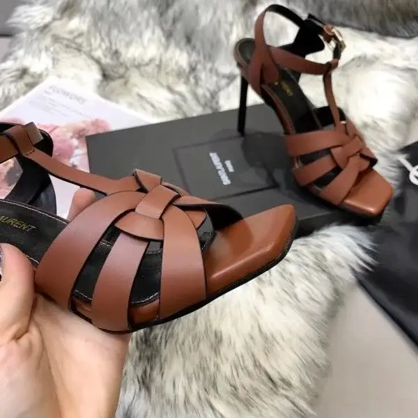 Saint Tribute High Heel Sandals Brown Calfskin - image 4