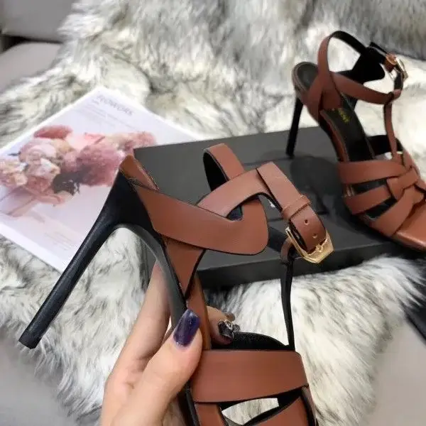 Saint Tribute High Heel Sandals Brown Calfskin - image 5