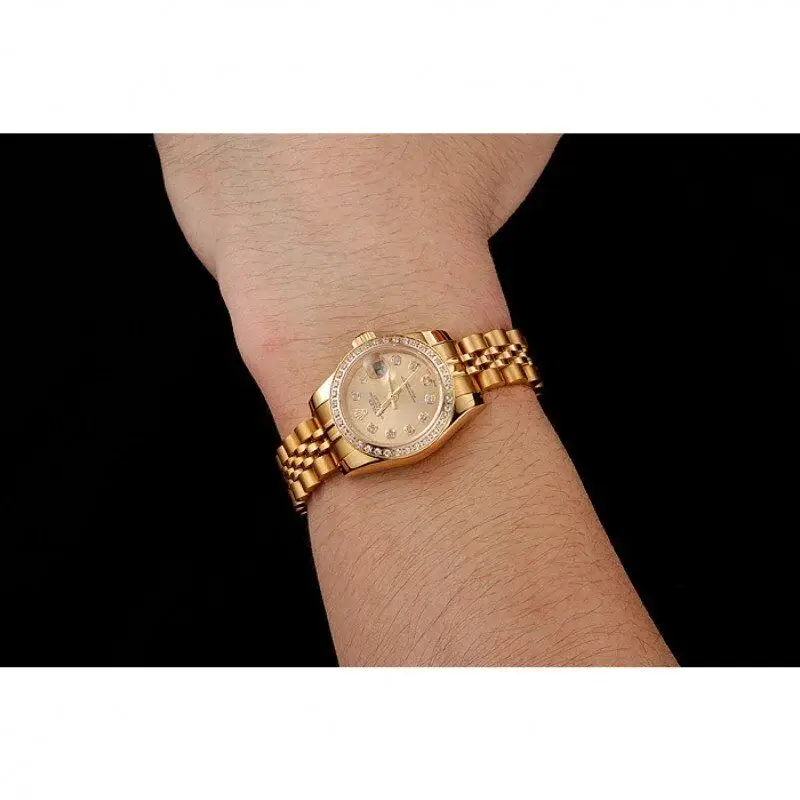 Swiss Rw Lady-Datejust Champagne Dial Diamond Bezel Gold Jubilee Bracelet 1454096 - image 9