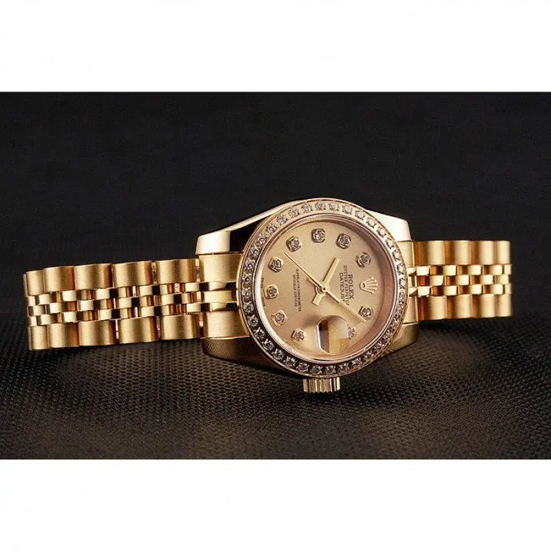 Swiss Rw Lady-Datejust Champagne Dial Diamond Bezel Gold Jubilee Bracelet 1454096 - image 4