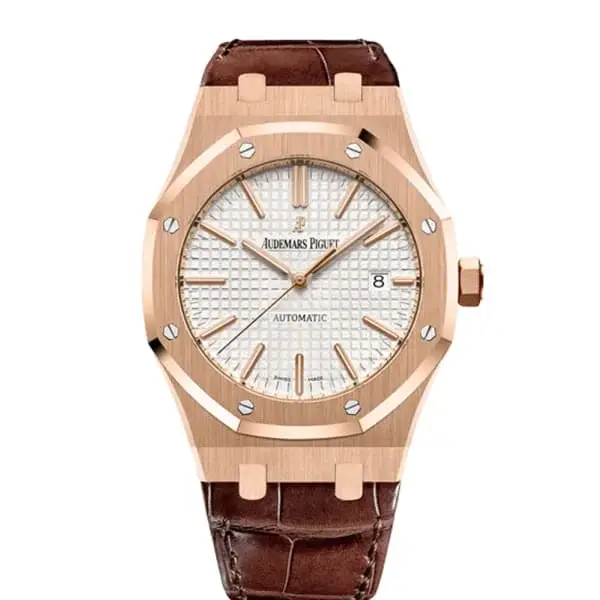 AP Royal Oak Selfwinding Silver-toned dial 41mm Rose Gold Leather Strap Watch - image 1