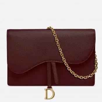 D Bordeaux Calskin Saddle Chain Clutch - image 1
