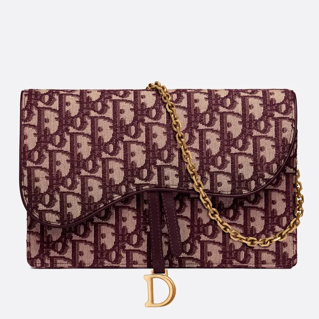D Bordeaux Oblique Saddle Chain Clutch - image 1