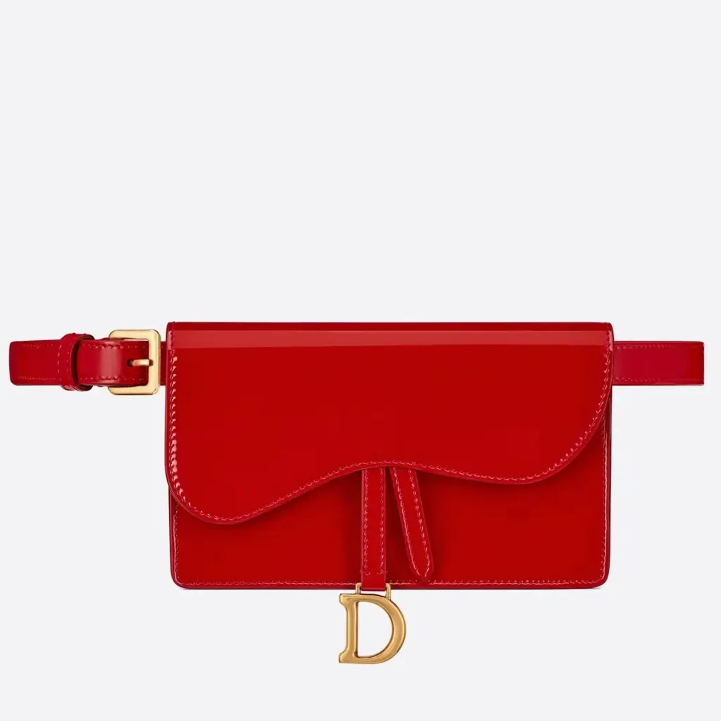D Saddle Belt Bag In Red Patent Leather - image 1
