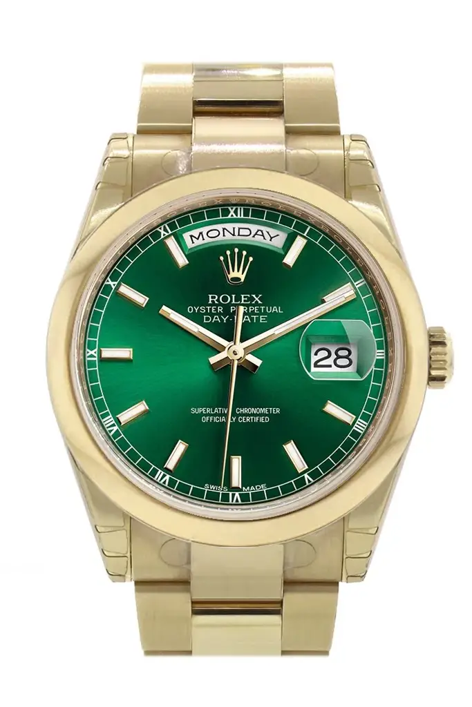 RLX Day-Date 36 Green Dial Yellow Gold Watch 118208 - image 1