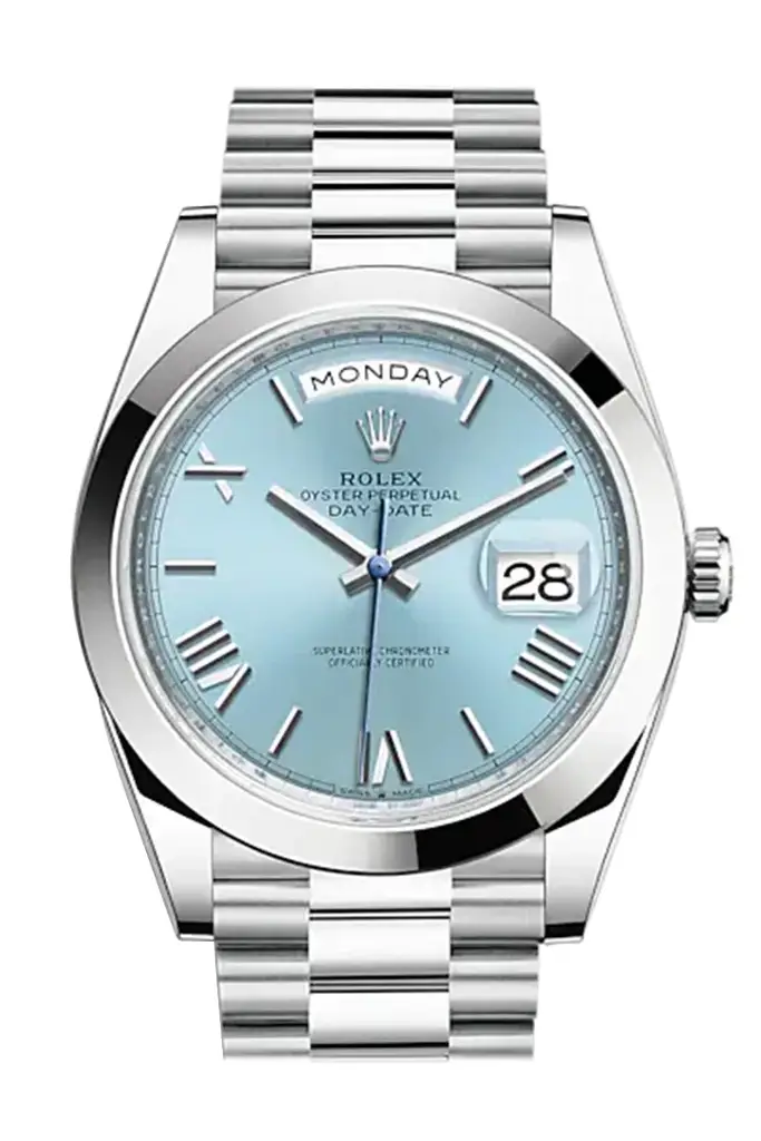 RLX Day-Date 40 Ice blue Dial Roman Dome Bezel Platinum President Automatic Men’s Watch 228206 - image 1