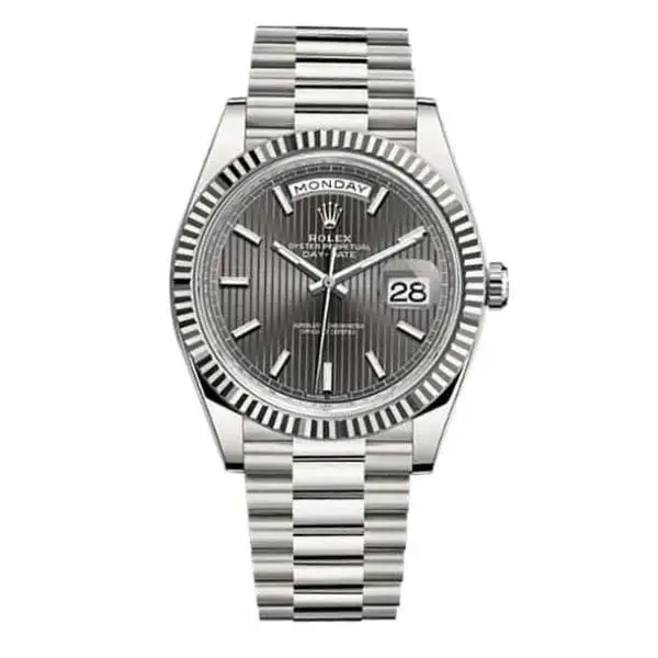RLX Day-Date 40 Presidential Dark Rhodium dial, Fluted Bezel, President bracelet, White gold Watch - image 1