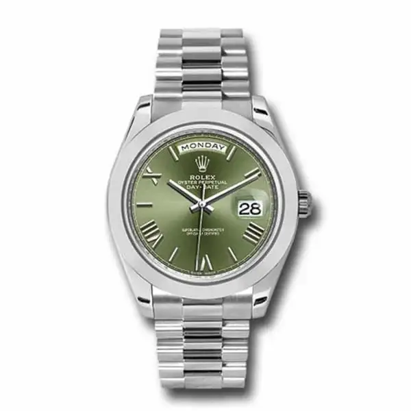 RLX Day-Date 40 Presidential Olive green dial, Smooth Bezel, President bracelet, Watch 228206-0027 - image 1