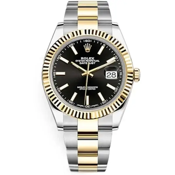 Rlx Oyster Perpetual Datejust 41 Watch, two-tone Oyster bracelet, Black dial, Fluted Bezel - image 1