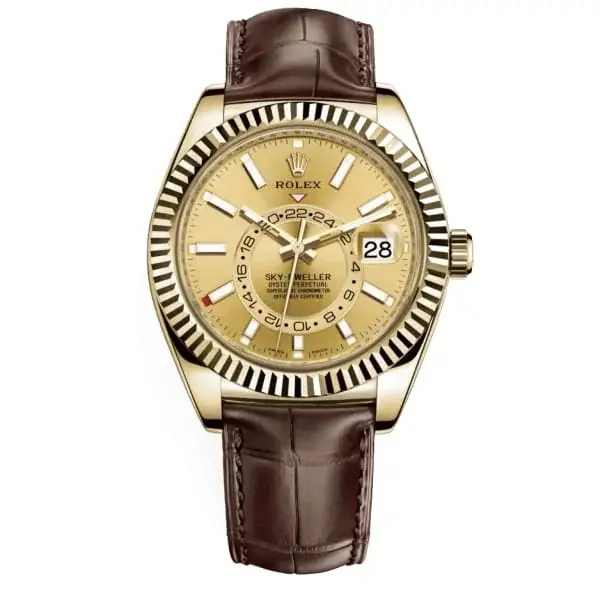 Rlx Sky-Dweller Champagne Dial Automatic 18kt Yellow Gold Leather Strap 326138-0006 - image 1