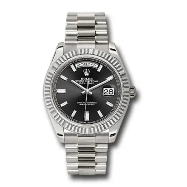 RLX Day-Date 40 Presidential Black dial, Fluted Bezel, President bracelet, White gold Watch - image 1