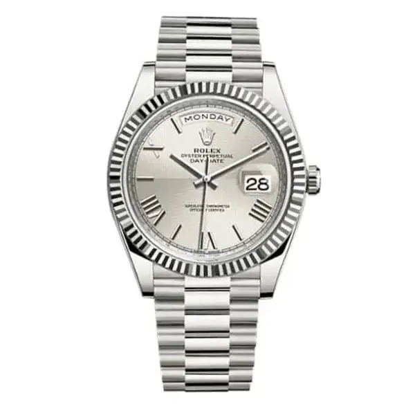 RLX Day-Date 40 Presidential Silver dial, Fluted Bezel, President bracelet, White gold Watch - image 1