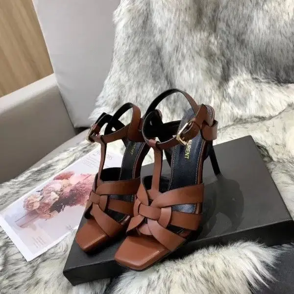 Saint Tribute High Heel Sandals Brown Calfskin - image 1